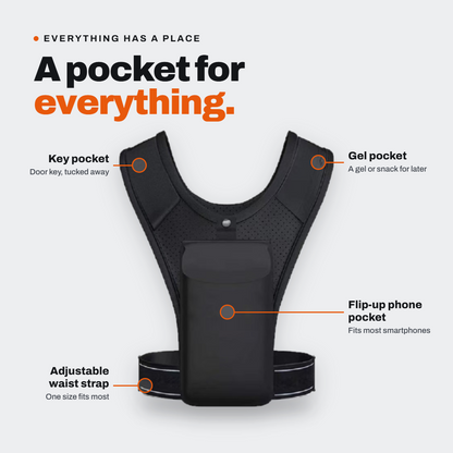 Flip-Up Running Phone Vest – Breathable, Reflective & Adjustable