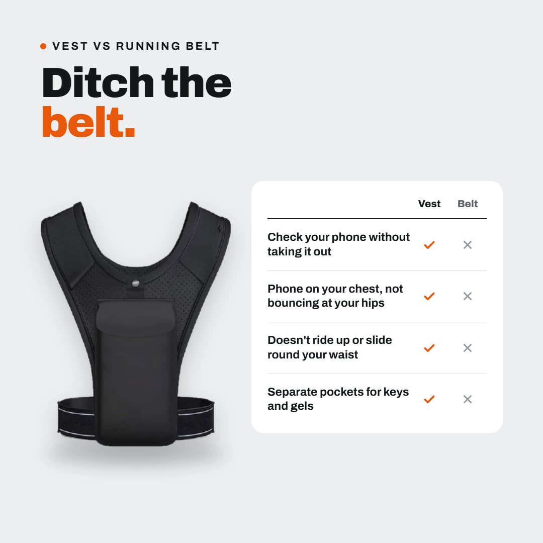 Flip-Up Running Phone Vest – Breathable, Reflective & Adjustable
